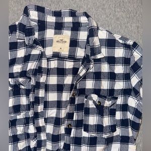 Hollister blue and white flannel button-up